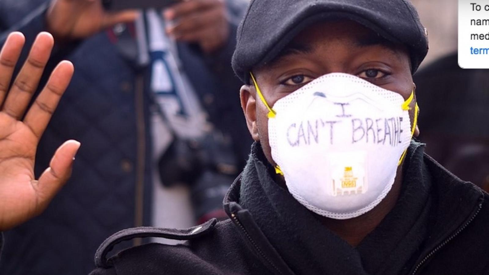 I Can't Breathe: Protestor at Black Lives Matter march (from Medium)